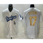 Los Angeles Dodgers #17 Shohei Ohtani White Gold FEDASGOGE Stitched Cool Base Jersey 2