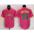 San Diego Padres #13 Manny Machado Pink FEDASGOGE Cool Base Stitched Jerseys