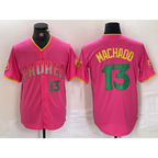 San Diego Padres #13 Manny Machado Pink FEDASGOGE Cool Base Stitched Jerseys