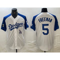 Los Angeles Dodgers #5 Freddie Freeman White Blue FEDASGOGE Fashion Stitched Cool Base Limited Jersey 2