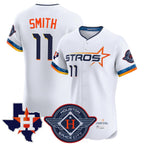 Houston Astros #11 Cam Smith Player White FEDASGOGE City Connect Texas Patch Vapor Premier Limited Elite Home Stitched Jerseys