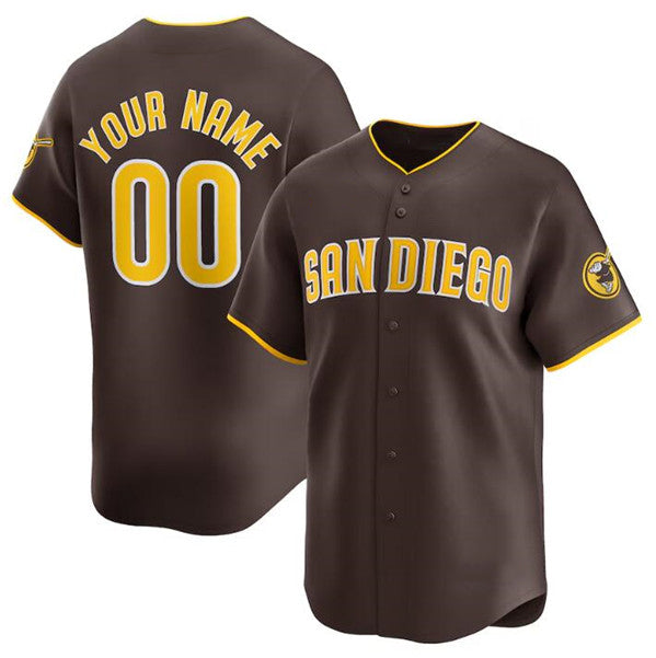 Custom San Diego Padres Brown FEDASGOGE 2024 Away Limited Stitched Jersey