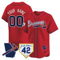 Custom Atlanta Braves 2024 Robinson & Georgia Patch Vapor Premier Limited Jersey ¨C Red FEDASGOGE