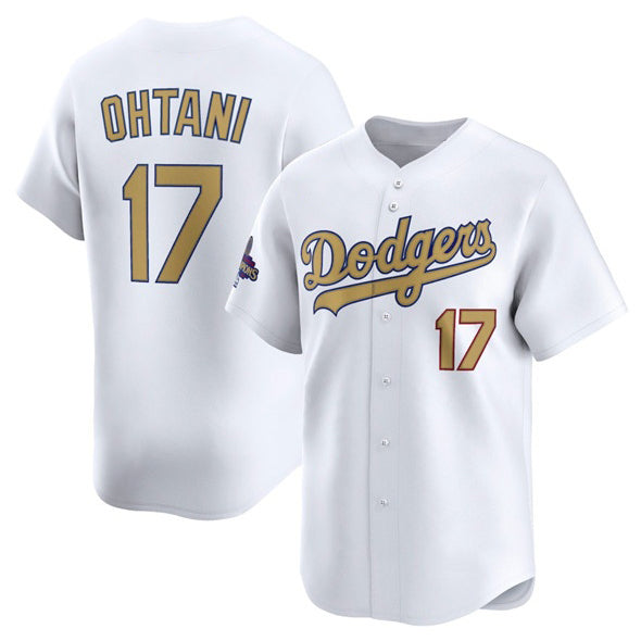 Los Angeles Dodgers #17 Shohei Ohtani White FEDASGOGE 2025 Gold Collection Limited Stitched Jersey