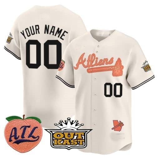 Custom Atlanta Braves Atliens & Peach Vapor Premier Limited Jersey ¨CCream FEDASGOGE