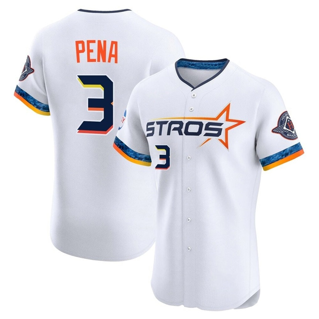 Houston Astros #3 Jeremy Pena Player White FEDASGOGE City Connect Limited Elite Home Stitched Jerseys