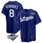 Los Angeles Dodgers #8 Enrique Hern¨¢ndez Player Royal FEDASGOGE World Series Game Stitched Jerseys