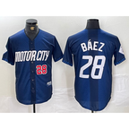 Detroit Tigers #28 Javier Baez Number 2024 Navy FEDASGOGE City Connect Cool Base Limited Stitched Jersey