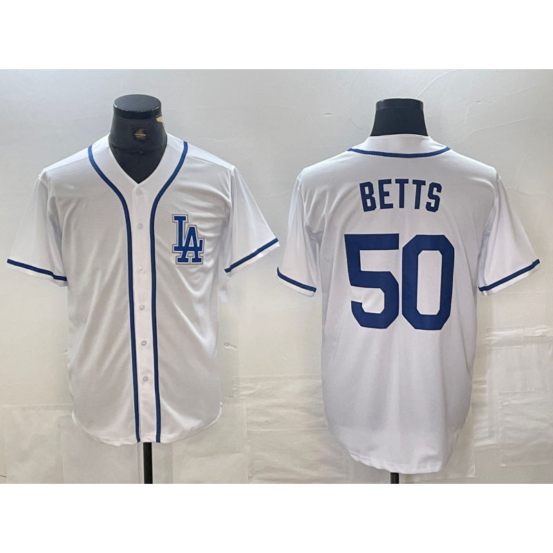 Los Angeles Dodgers #50 Mookie Betts White FEDASGOGE Cool Base Stitched Jersey