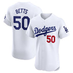 Los Angeles Dodgers #50 Mookie Betts White FEDASGOGE Home Elite Stitched Jersey
