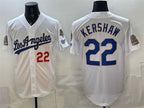 Los Angeles Dodgers #22 Clayton Kershaw White FEDASGOGE 2026 Gold Collection 9x & B2B Champs Patch Stitched Jersey