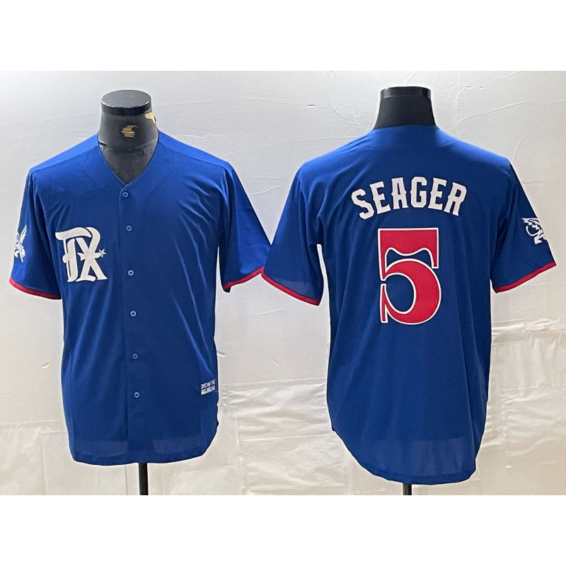 Texas Rangers #5 Corey Seager Royal Blue FEDASGOGE 2023 City Connect Stitched Jersey