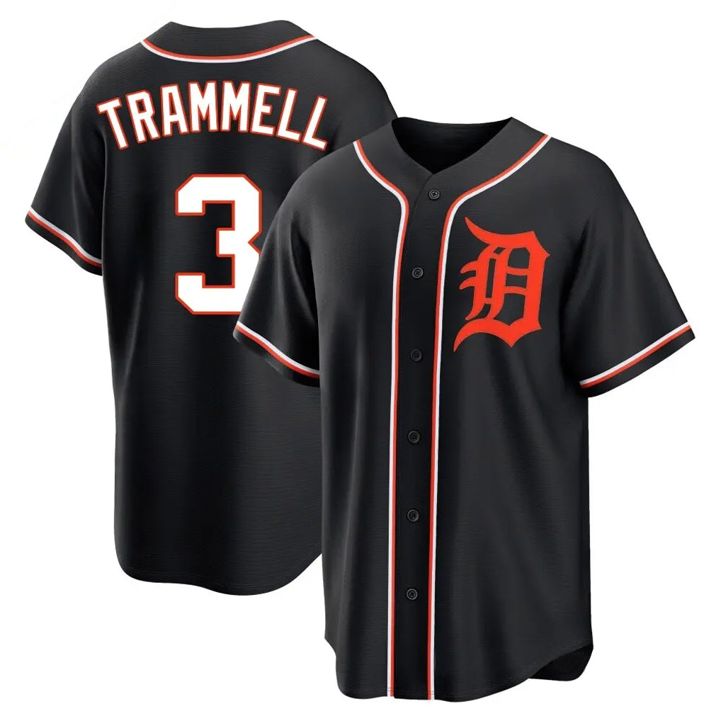 Detroit Tigers #3 Alan Trammell Player Black FEDASGOGE Fashion Out Home Game Stitched Jerseys