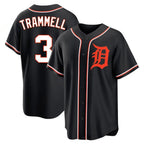Detroit Tigers #3 Alan Trammell Player Black FEDASGOGE Fashion Out Home Game Stitched Jerseys