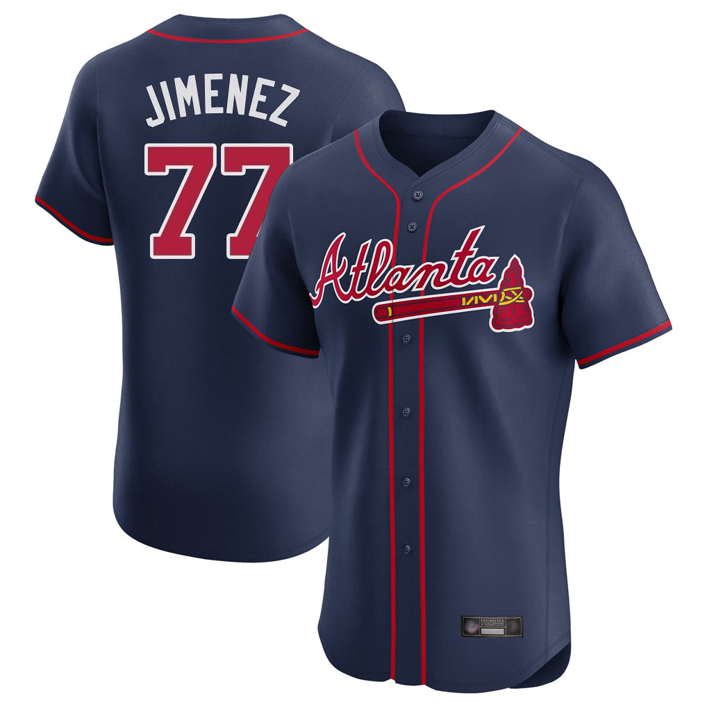 Atlanta Braves #77 Joe Jimenez Player Navy FEDASGOGE Limited Elite Home Game Stitched Jerseys