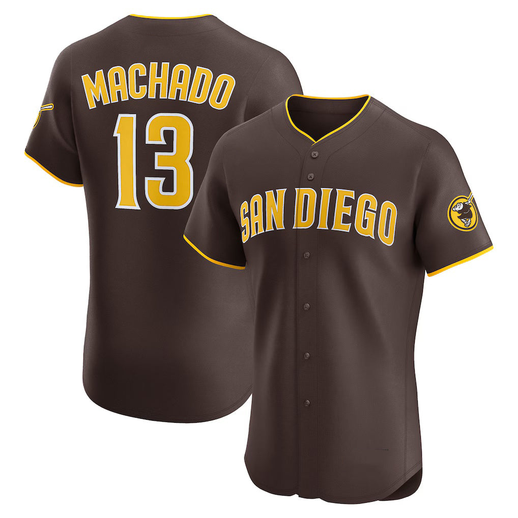San Diego Padres #13 Manny Machado Brown FEDASGOGE Road Elite Jersey