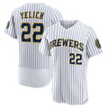 Milwaukee Brewers #22 Christian Yelich White FEDASGOGE Team Alternate Authentic Player Jersey