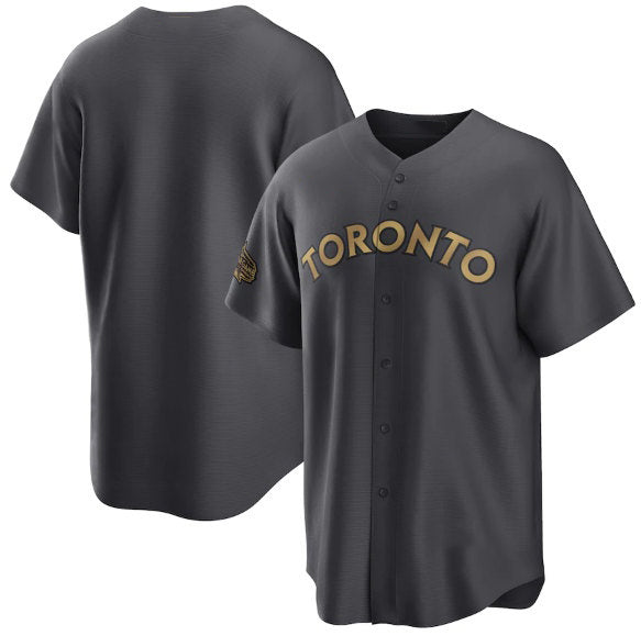 Toronto Blue Jays Blank Charcoal FEDASGOGE 2022 All-Star Cool Base Stitched Jersey