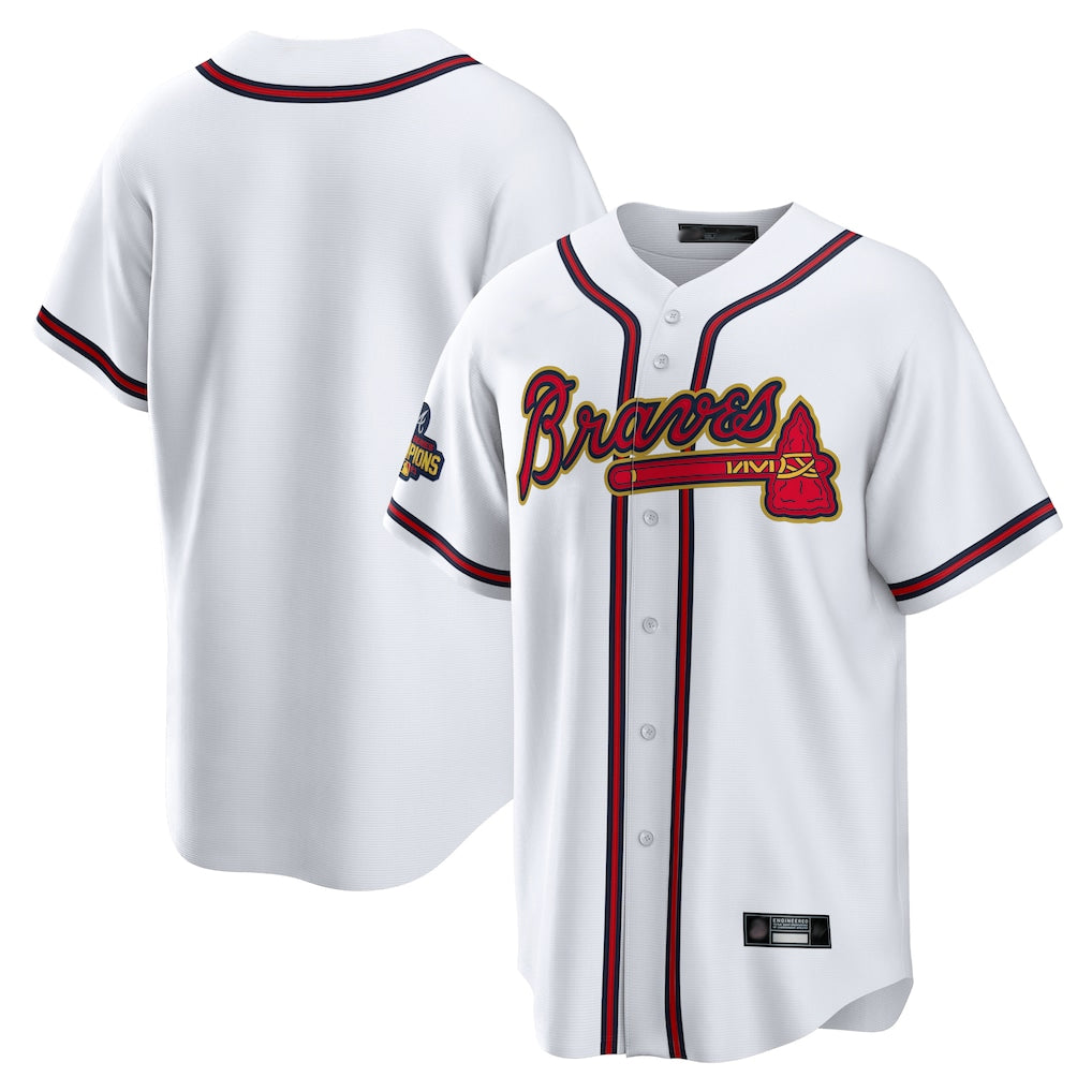 Atlanta Braves White Gold FEDASGOGE Home Game Blank Player Stitched Jerseys