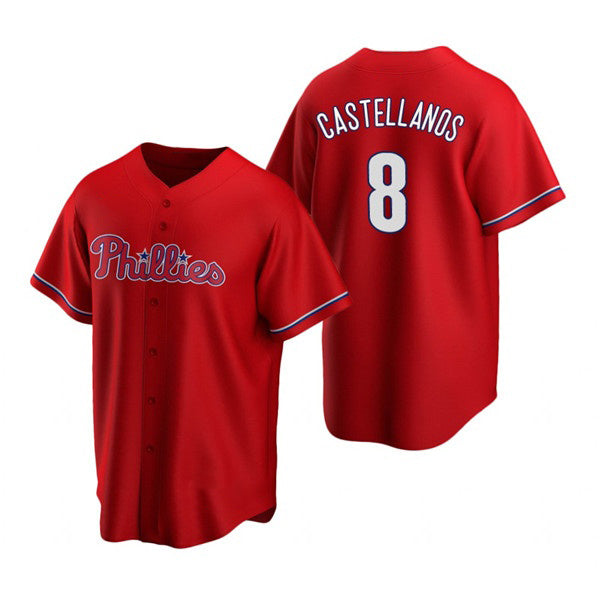 Philadelphia Phillies #8 Nick Castellanos Red FEDASGOGE Cool Base Stitched Jersey