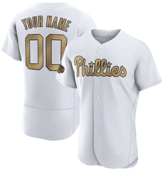 Custom Philadelphia Phillies Active Player White FEDASGOGE 2022 All-Star Flex Base Stitched Jersey