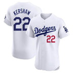Los Angeles Dodgers #22 Clayton Kershaw Player White FEDASGOGE Limited Elite Stitched Jerseys