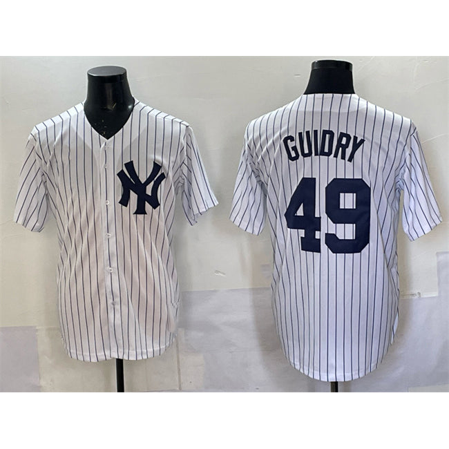 New York Yankees #49 Ron Guidry White FEDASGOGE Cool Base Stitched Jersey