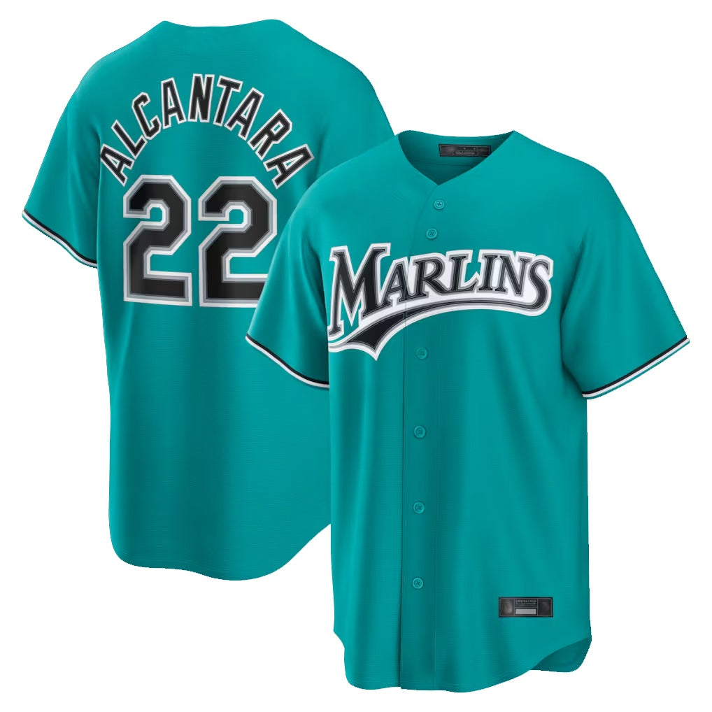 Miami Marlins #22 Sandy Alcantara Player Teal FEDASGOGE Home Game Stitched Jerseys