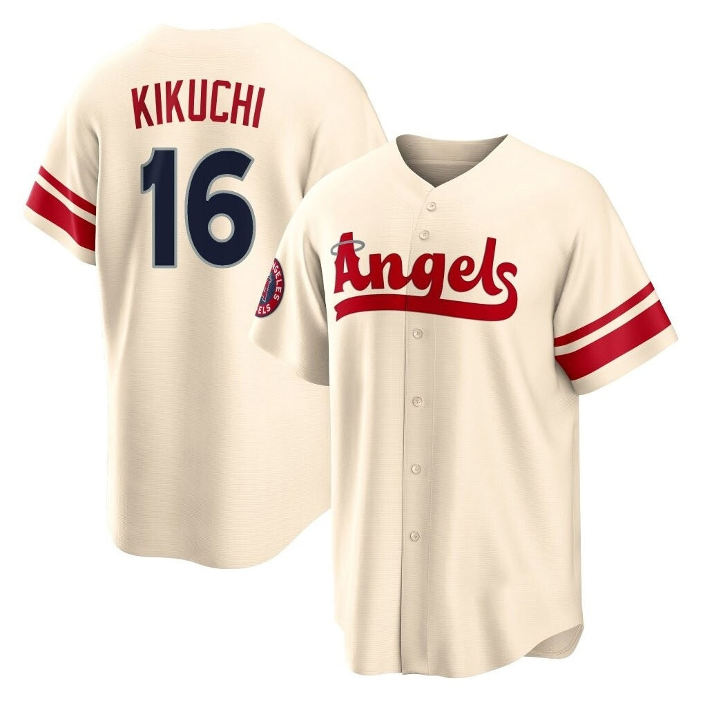 Los Angeles Angels #16 Yusei Kikuchi Player Cream FEDASGOGE City Connect Home Stitched Jerseys