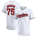 Cleveland Guardians #75 Connor Brogdon Player White FEDASGOGE Limited Elite Home Stitched Jerseys