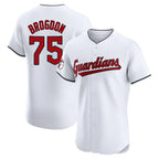Cleveland Guardians #75 Connor Brogdon Player White FEDASGOGE Limited Elite Home Stitched Jerseys
