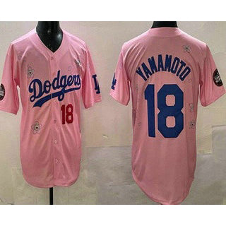 Los Angeles Dodgers #18 Yoshinobu Yamamoto Pink FEDASGOGE 2025 Tokyo Series Limited Jersey