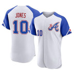 Atlanta Braves #10 Chipper Jones Player White FEDASGOGE City Connect Limited Elite Home Game Stitched Jerseys