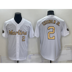 Miami Marlins #2 Jazz Chisholm Jr Number White FEDASGOGE 2022 All Star Stitched Cool Base Jersey