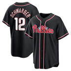 Philadelphia Phillies #12 Kyle Schwarber Fashion Black FEDASGOGE Out Stitched Jersey
