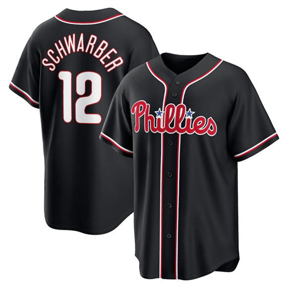 Philadelphia Phillies #12 Kyle Schwarber Fashion Black FEDASGOGE Out Stitched Jersey