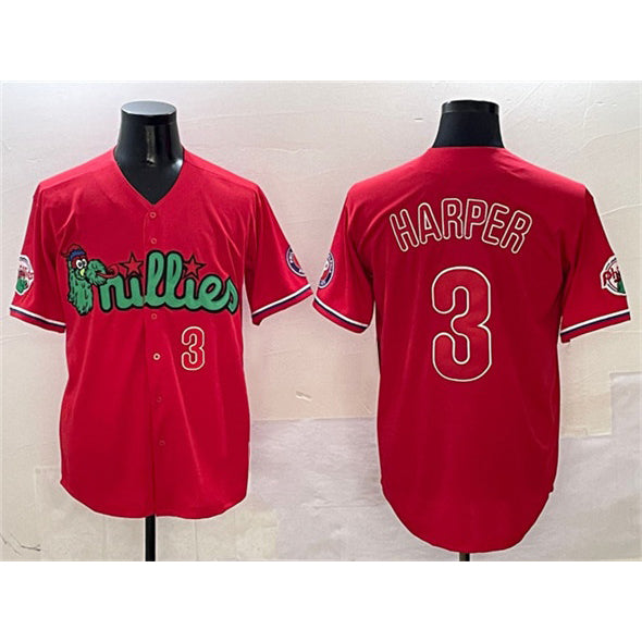 Philadelphia Phillies #3 Bryce Harper Red FEDASGOGE Phanatic Limited Stitched Jersey
