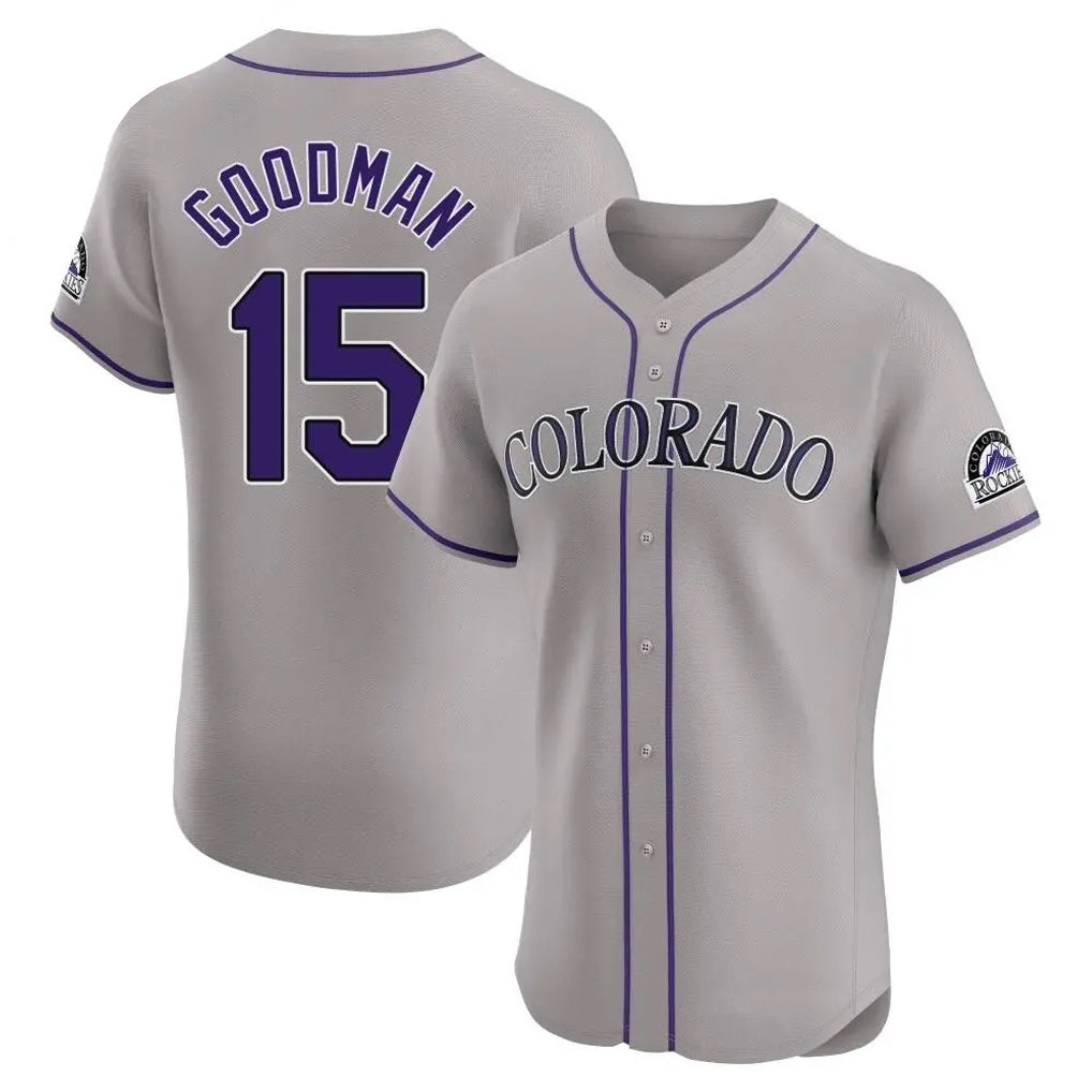Colorado Rockies #15 Hunter Goodman Player Gray FEDASGOGE Limited Elite Home Stitched Jerseys