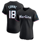 Miami Marlins #18 Griffin Conine Player Black FEDASGOGE Vapor Home Limited Elite Stitched Jerseys