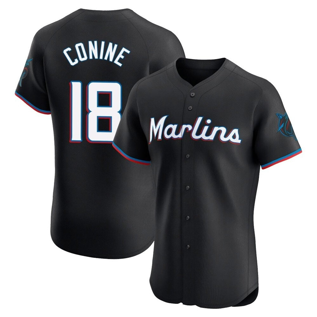 Miami Marlins #18 Griffin Conine Player Black FEDASGOGE Vapor Home Limited Elite Stitched Jerseys