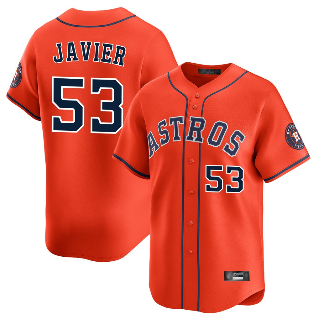 Houston Astros #53 Cristian Javier Player Orange FEDASGOGE Home Limited Stitched Jerseys