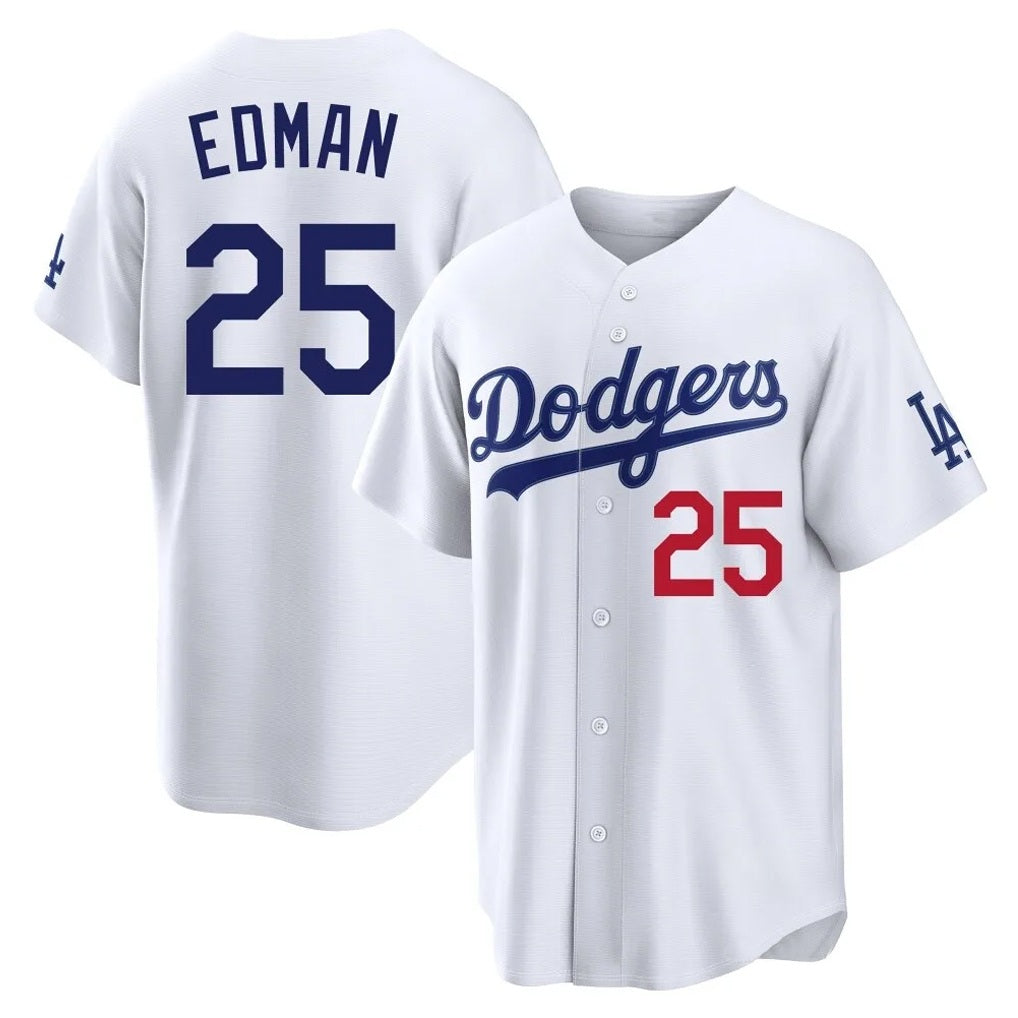 Los Angeles Dodgers #25 Tommy Edman Player White FEDASGOGE Home Game Stitched Jerseys