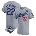 Los Angeles Dodgers #22 Clayton Kershaw Player Gray FEDASGOGE World Series Limited Elite Home Stitched Jerseys