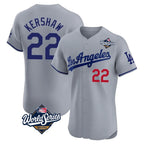 Los Angeles Dodgers #22 Clayton Kershaw Player Gray FEDASGOGE World Series Limited Elite Home Stitched Jerseys