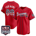 Custom Atlanta Braves Red FEDASGOGE USA 250 Fourth of July Vapor Premier Limited Jersey ¨C All Stitched