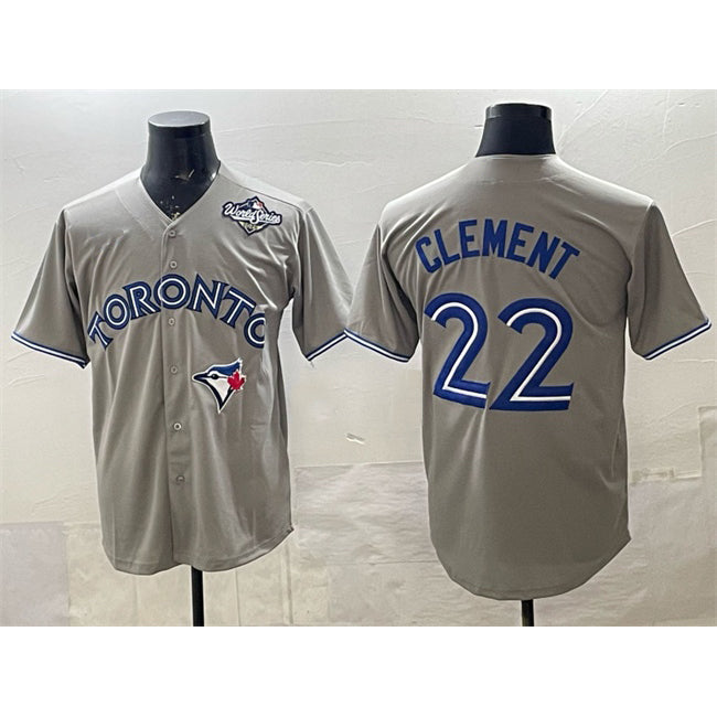 Toronto Blue Jays #22 Ernie Clement Grey FEDASGOGE 2025 World Series Cool Base Stitched Jersey