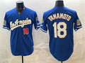 Los Angeles Dodgers #18 Yoshinobu Yamamoto Royal FEDASGOGE 2026 Gold Collection 9x & B2B Champs Patch Stitched Jersey