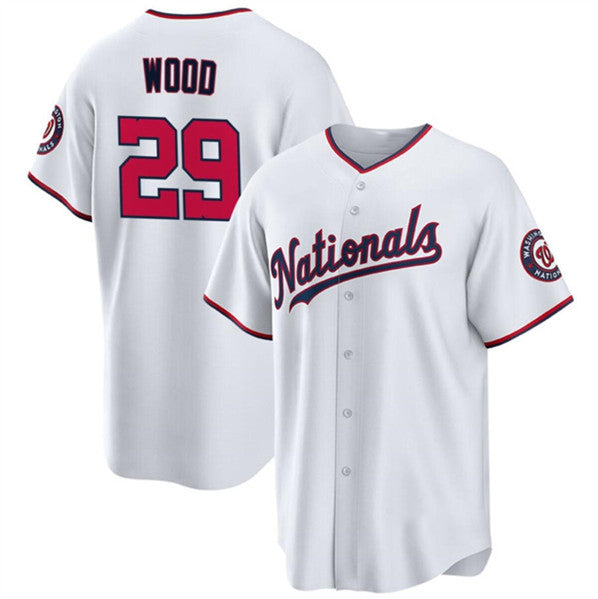 Washington Nationals #29 James Wood White FEDASGOGE 2024 Home Limited Stitched Jersey
