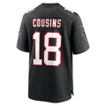 A.Falcons #18 Kirk Cousins Black FEDASGOGE Alternate Game Player Jersey