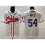 Atlanta Braves #54 Max Fried White FEDASGOGE Cool Base With Patch Stitched Jersey